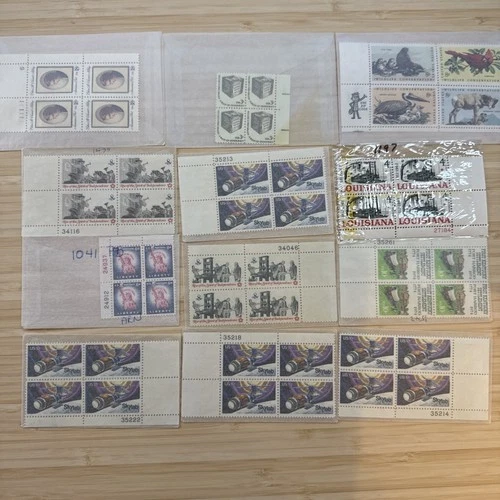 US Stamp Plate Block Lot 12 Blocks MNH MH Mint Collection Glassines Vintage
