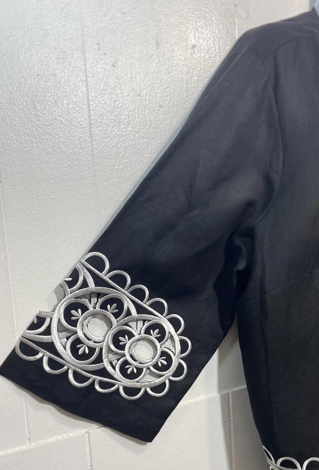 Chaqueta artística portátil Bob Mackie para mujer 2XL bordada frente abierto boho manga 3/4 Foto 4 de 4