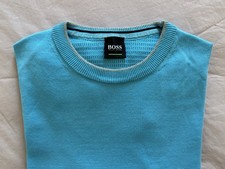 Image of Men’s Boss Hugo Boss Turquoise Jumper Cotton Rich Round Neck Once Worn UK M