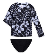 Wonder Nation Girls Rash Guard Bottoms Swimsuit Set UPF 50 2-Piece,Size M 7/8