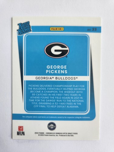 2022 Panini Chronicles Donruss optic Draft Picks Rated Rookie George Pickens #23 - Bild 2 von 2