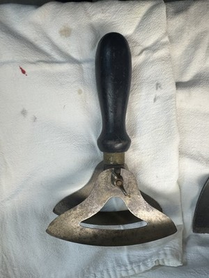 Antique Keen Kutter Bell Shaped 2 Blade Food Chopper Sharp With Wooden Handle