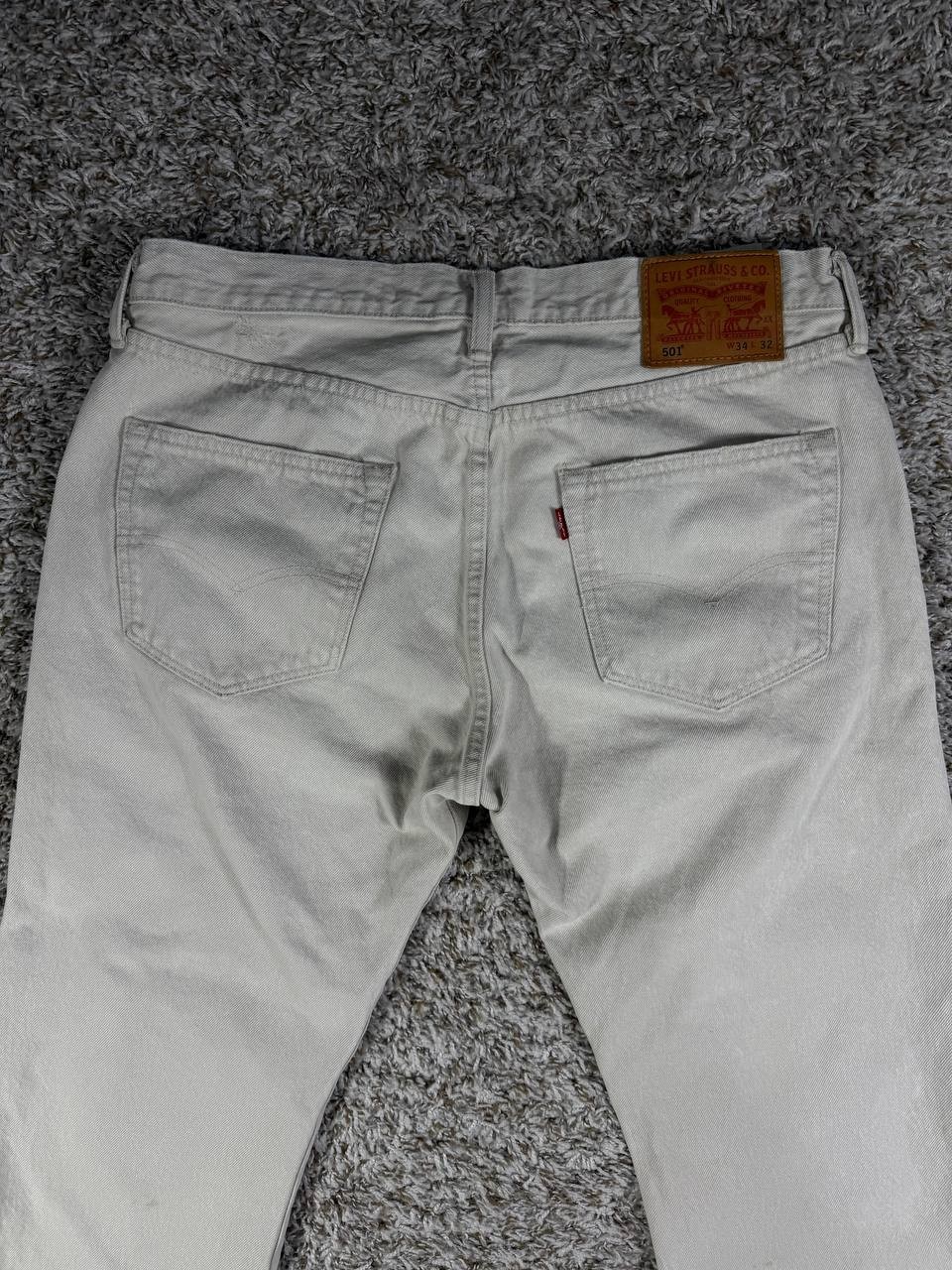 Levi's 501 Distressed Patchwork Denim Light Gray … - image 14