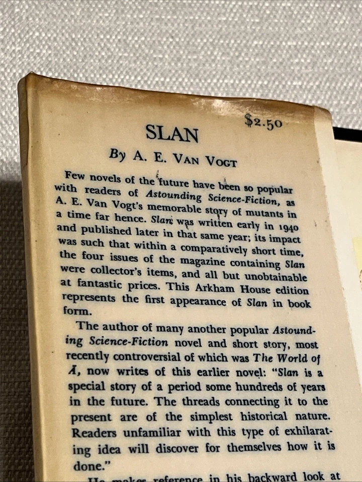 A.E. Van Vogt *RARE* Slan Book - 1953 - Arkham House - 1st ED - 4000 Copies - Image 2 of 4