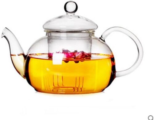 Borosilicate Glass Teapot - 400ml, Clear, Gooseneck, Stovetop Safe for Blooming