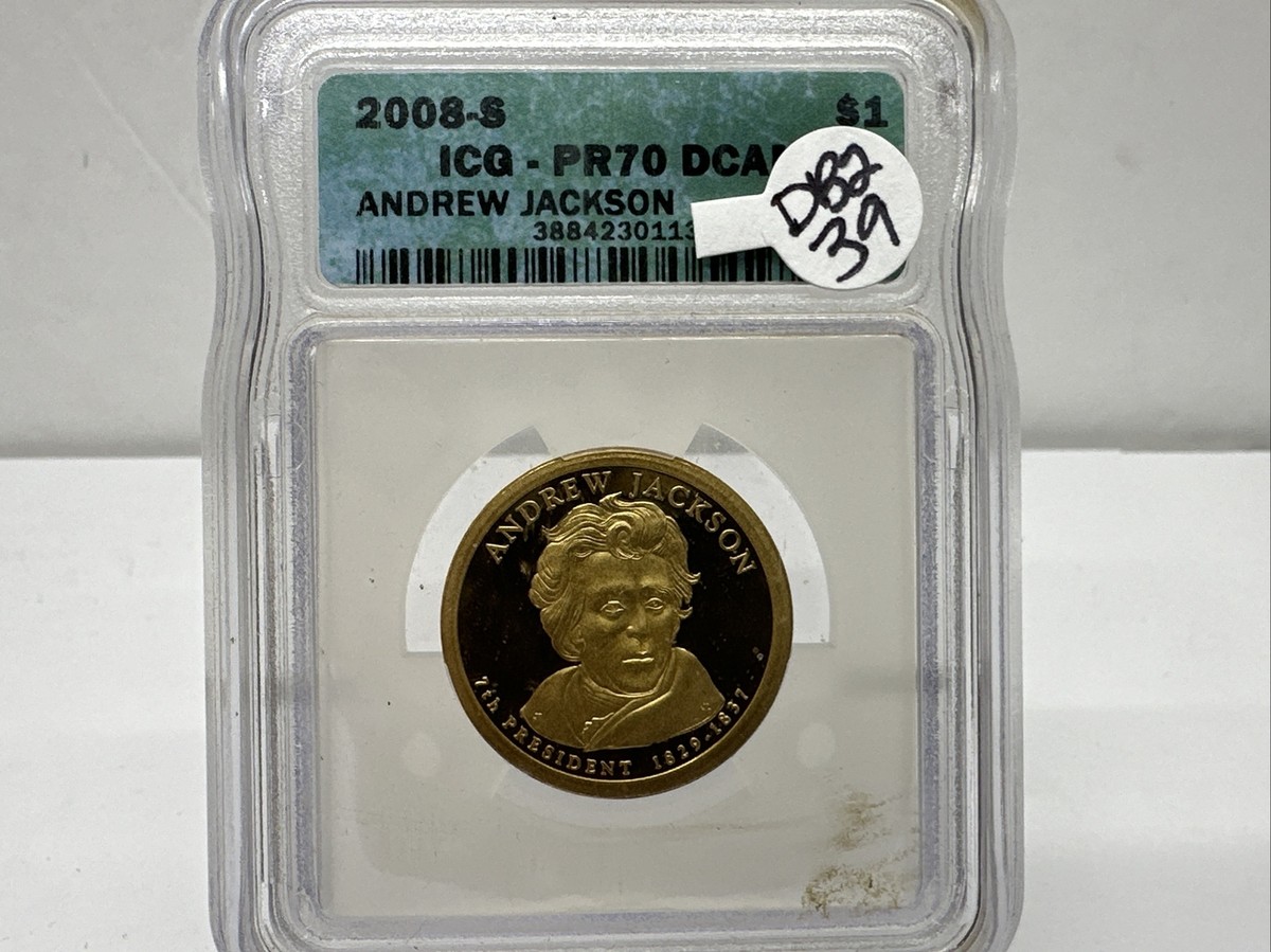 2008 S Andrew Jackson Presidential Dollar Coin ICG PF70 DCAM DB2