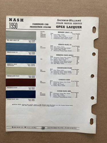 Vintage SHERWIN-WILLIAMS Color Match Car Sales Bulletin 5pcs NASH 1946-1950 - 第 16/17 張圖片