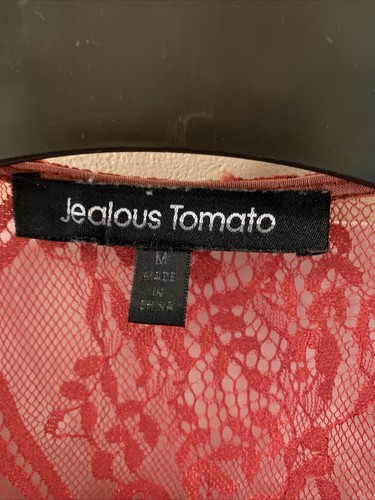 Jealous Tomato Crop Top Rust Soft Lace BatwingSleeves Size Med.Snap Front - Picture 4 of 7