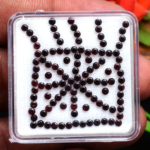 100 Pcs Natural Mozambique Garnet 2mm Round Cut Untreated Loose Gemstones Lot - Picture 3 of 5