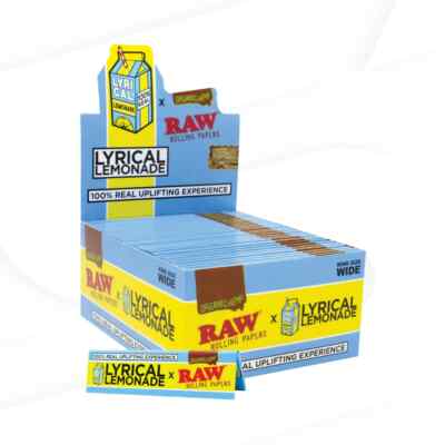   50 X RAW LYRICAL LEMONADE KING SIZE WIDE ORGANIC HEMP PAPERS   FULL BOX  