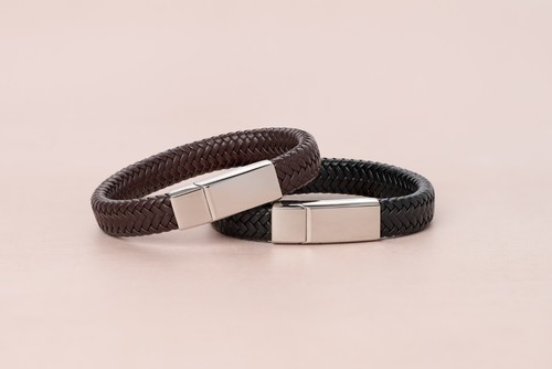 Personalized Mens Leather Bracelet - 第 1/6 張圖片