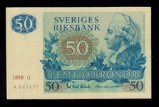 SWEDEN 50 KRONOR 1979 G PICK # 53c AU-UNC.