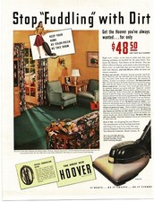 1941 Hoover Upright Vacuum Cleaner Model 305 1940s home decor Vintage Print Ad 1