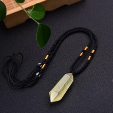 Reiki Necklace Natural Citrine Crystal Hexagonal Point Pendant Healing Relief