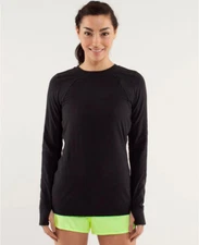 NEW Lululemon Run: Layer Me Long Sleeve Top BLACK size 8