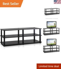 No Hassle Assembly 3-Tier Entertainment Stand for Modern Living - Espresso/Black