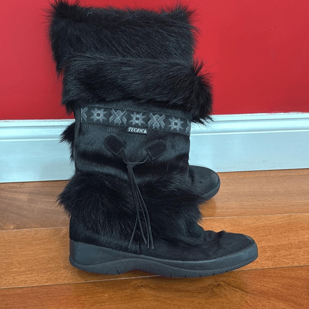 SALOMON Scarponi da sci donna Tecnica Skandia in pelliccia nera Made in Italy taglia 10