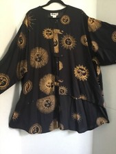 We Be Bop Long Shirt Jacket 3x Black Celestial Astrological Gold Sun 66” Chest