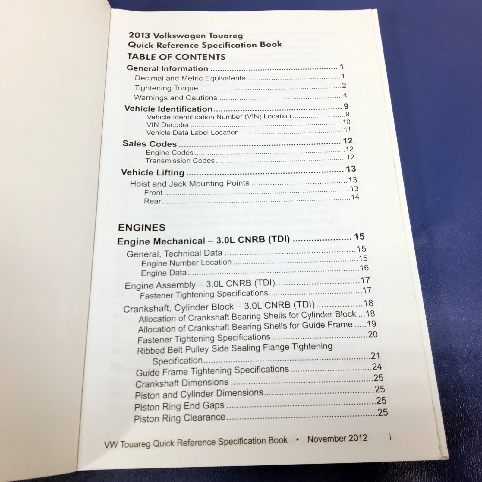 Vw Quick Guide 2013 Volkswagen Touareg Quick Reference Specification Book | eBay