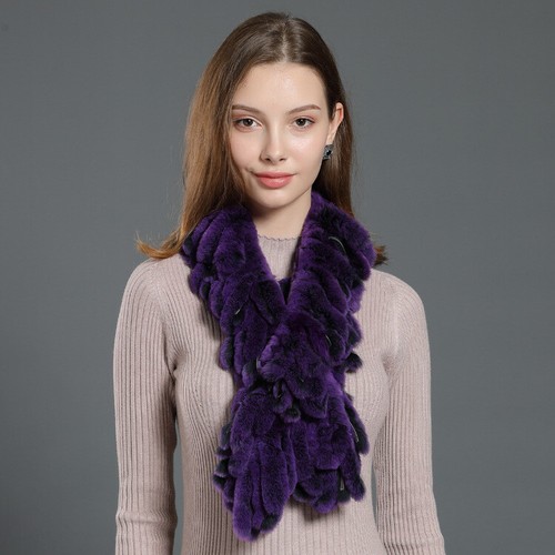 100% Real Rex Rabbit Fur Scarf Winter Warm Neckerchief Collar Travel 100*16cm - Picture 16 of 36