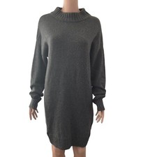 BP Sweater Dress Womens Medium Gray Mock Neck Tunic Stretch Pullover 