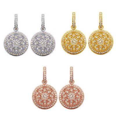 1.93ct Diamond Dangle Earrings 14K Gold Vintage Filigree