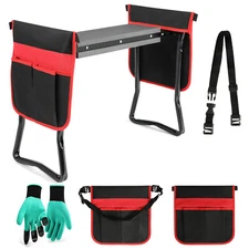 Portable Folding HeavyDuty Garden Kneeler Bench Stool Kneeling Glove+2Tool Pouch