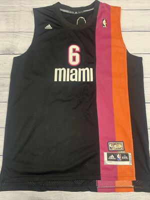 希少！NBA アディダス レブロンジェームズ　Miami Heat 6 New Adidas Miami Heat Lebron James #6 Jersey Large Black