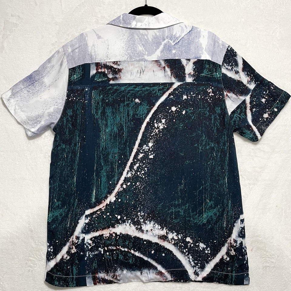 NWT Forever 21 Mens Woven Top Short Sleeve Collared Shirt Size M White