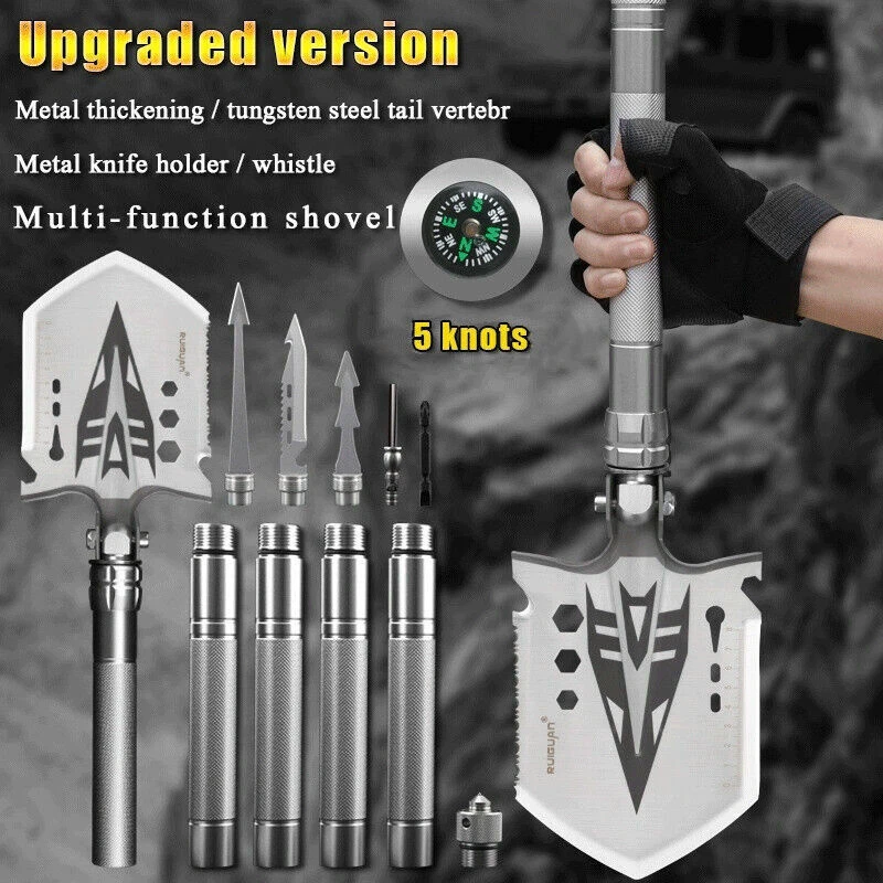 Survival Kit Outdoor Camping Folding Shovel Tactical Emergency Gear Hunting Tool - Image 2 of 4
