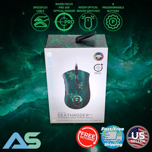 Razer x *A BATHING APE Deathadder V2 Wired Gaming Mouse 20,000 DPI - Photo 1/6