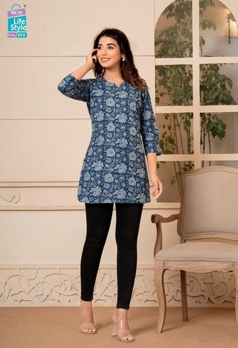 Readymade Short Ethnic Printed Cotton Regular Top Tunic Kurti Shirt For Women UK - Picture 34 of 79