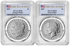 2025 Morgan & Peace Silver Dollar $1 PCGS MS70 First Day Of Issue #255