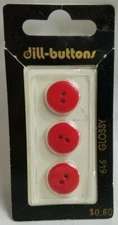 Vintage Dill Red Glossy 14mm 3 On Round Germany Craft Clothes Sew Buttons 