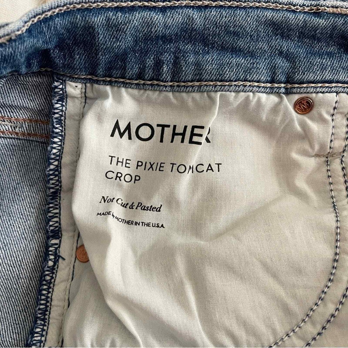 Mother Denim The Pixie Tomcat Crop Not Cut & Pasted Jeans Button Fly 28 View 4