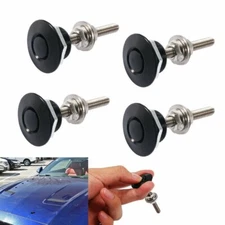 4X Push Button Quick Release Car Hood Bonnet Latch Pin Lock Bumper Clip Black AF