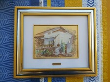 ANTONIO GIORDANO QUADRO DIPINTO SU LASTRA CORNICE PAESAGGIO CASA  DI CAMPAGNA