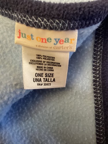 Carters My Little Buddy Blue Baby Blanket Puppy Dog Ant Navy Trim Just One Year - Picture 4 of 4