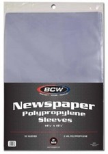 100 BCW CLEAR Newspaper Sleeves 14 1/8x19 1/8 Acid Free Archival 2 Packs Deal