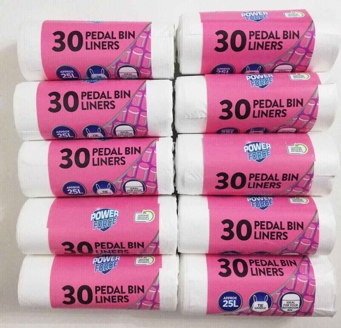 Pedal Bin Liners With Tie Handles 25 Litre 700mm x 530mm Strong Power