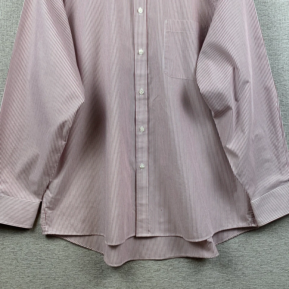 Camisa de vestir IZOD para hombre XL 17-17 1/2 x 34/35 roja blanca a rayas elástica Church Corp Foto 3 de 4