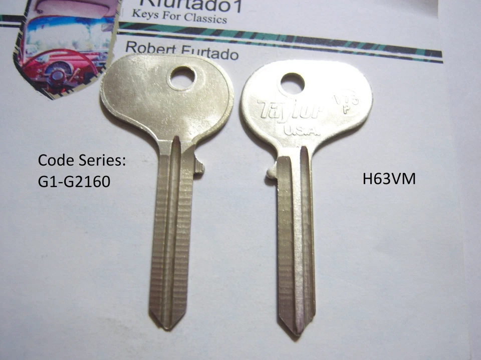 Llave en blanco para Ford alemán vintage, Taunus (ver serie de códigos) R63VM Foto 2 de 2
