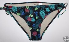 Gap NWT Women's XL Black w/ Floral Print Bikini Bottoms w/ Side Ties