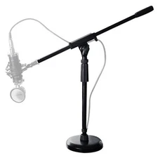 Rockville Podcast Recording Studio Desktop Microphone Mic Stand, Round Base+Boom