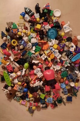 Full lego pick a brick cup of Lego minifigures parts and pieces with accessories