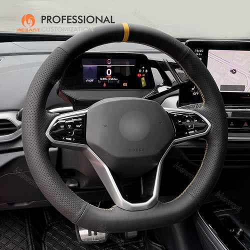 Genuine Leather Steering Wheel Cover for Volkswagen VW Arteon Atlas Taos ID.4 - Picture 4 of 10