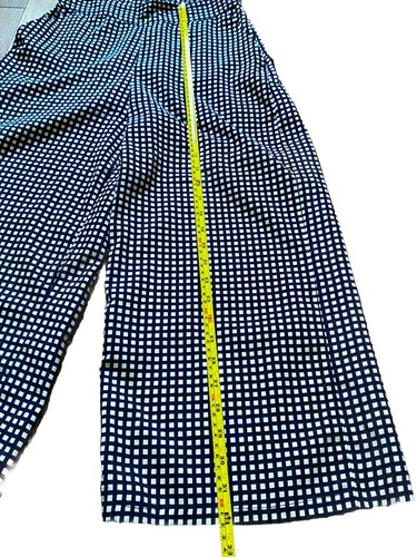 MANGO Cropped Navy/White Check Wide Leg Trousers UK 6/8 - Picture 9 of 10