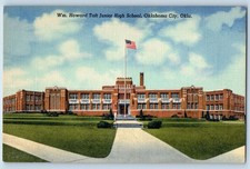 c1940 Oklahoma City OK Postcard Howard Taft Junior High School Exterior Building