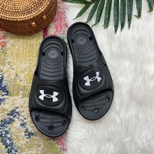 Under Armor Mens Locker Slide Sandal 8 Black Slip On Sporty