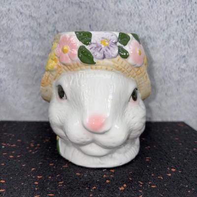 20 oz Easter Bunny Coffee Mug Straw Hat Bow Flowers 3D Spring (5  X 3 )